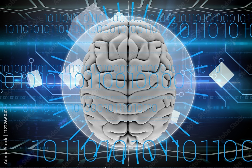 Poster image of brain with graphics