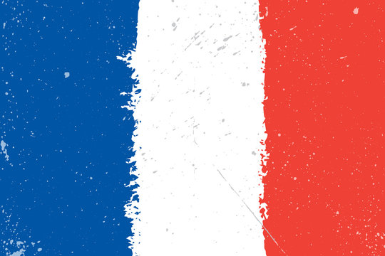 Grunge flag of France with splash and spots 
