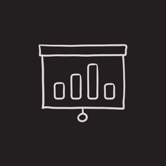 Projector roller screen sketch icon.