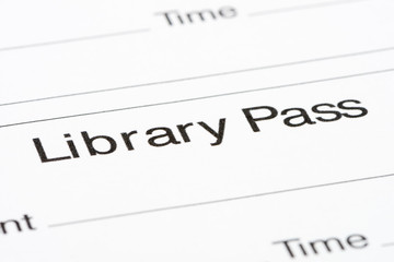 Library pass printed on white