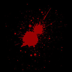 vector red splatter color on black color background. illustratio