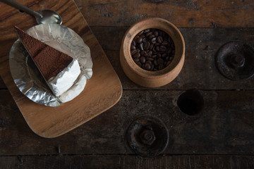 Coffee cake on wooden background