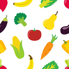 Vegetable pattern in flat vector style. Bright healthy organic food.