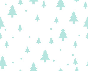 Seamless pattern Christmas trees for new year greeting card/wallpaper background. Vector Illustration.