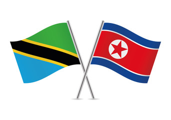 Tanzania and North Korea flags. Vector illustration.