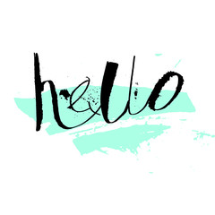 Hello card in calligraphy brush