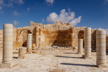Ruins of the ancient Avdat settlement, Negev, Israel - obrazy, fototapety, plakaty