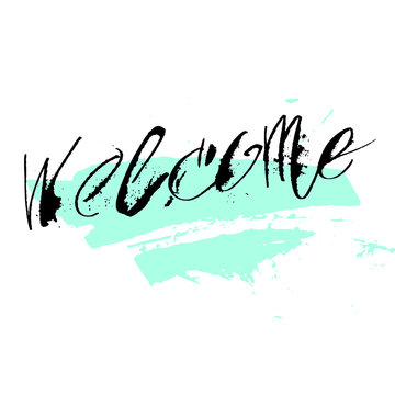 Welcome card in calligraphy brush