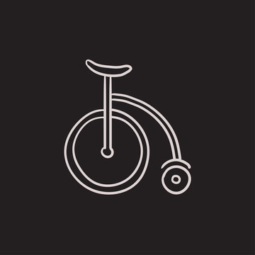 Circus old bicycle sketch icon.
