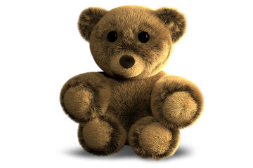 cute fluffy stuffed bear 3d render illustration