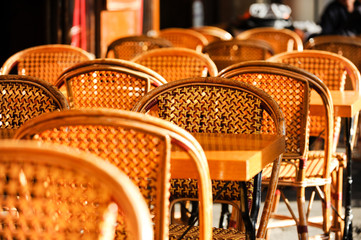 Wicker Chairs at Paris Sidewalk Cafe
