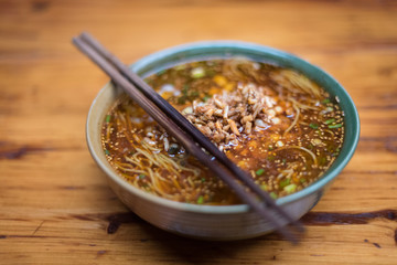 Street food noodles in Sichuan, China