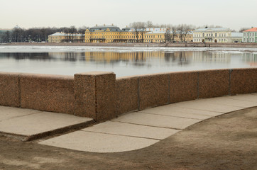 The granite embankment of the city.
