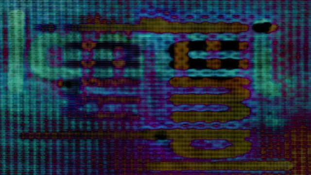 Video Flux 068: TV screen pixels fluctuate with color and video motion (Loop).