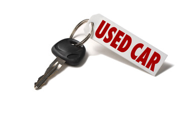 Used Car Key Tag on White