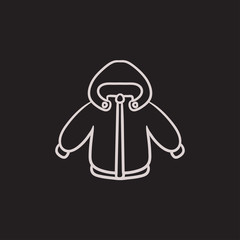 Winter jacket sketch icon.