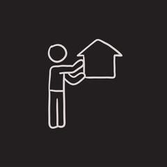 Real estate agent sketch icon.