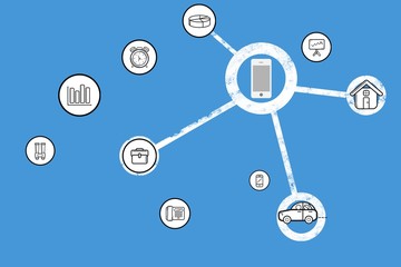 smartphone with various graphics