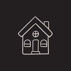 Detached house sketch icon.