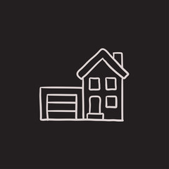 House with garage sketch icon.