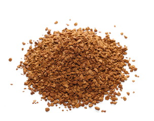 Pile of instant coffee grains isolated on white