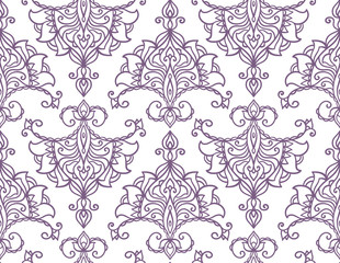 vector, contour, illustration, seamless pattern, element for design, abstract, swirls, mandala, blue, oriental style