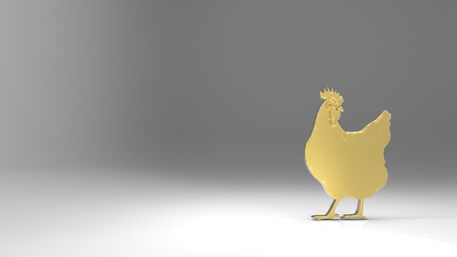 3d rendering of nice gold chicken with nice background
