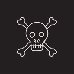 Skull and cross bones sketch icon.