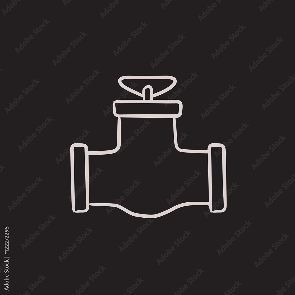 Sticker Gas pipe valve sketch icon.