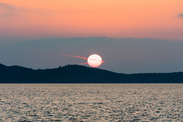 Scenic view on sunset