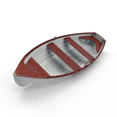 3D illustration of a wooden boat on white.