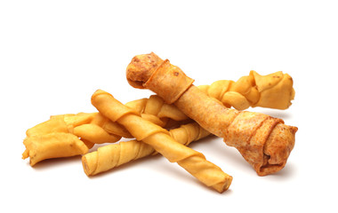 Dog chew toys isolated on a white background