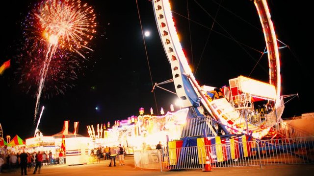 A time lapse of fireworks at the midway.