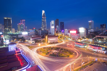 Fototapeta na wymiar Cityscape of Ho Chi Minh city at night