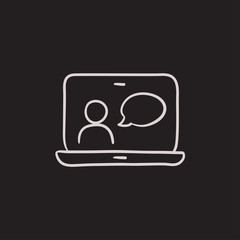 Online education sketch icon.