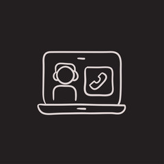 Online education sketch icon.