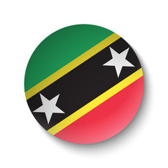 White paper circle with flag of Saint Kitts and Nevis. Abstract illustration