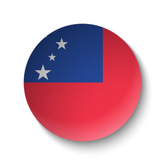 White paper circle with flag of Samoa . Abstract illustration