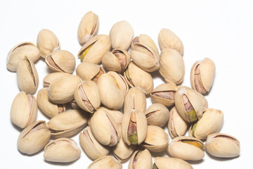 Pistachio Nuts Pile On White Background