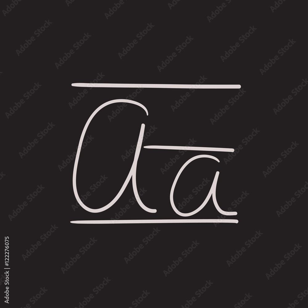 Poster Cursive letter a sketch icon.