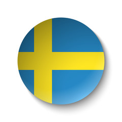 White paper circle with flag of Sweden. Abstract illustration