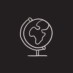 World globe on stand sketch icon.