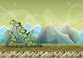 cartoon vector nature landscape background with separated layers for game art and animation game design asset in 2d graphic
