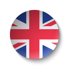 White paper circle with flag of United Kingdom. Abstract illustration