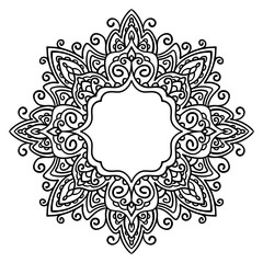 vector, contour illustration, frame, interlacing, abstraction, design element, mandala. ornamental doodle background.