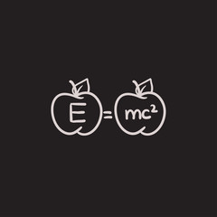 Two apples with formulae sketch icon.