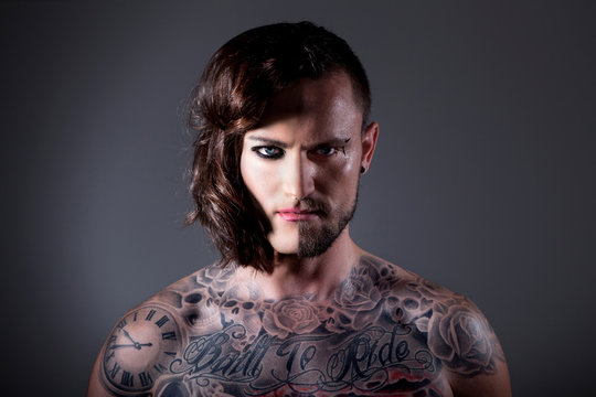 Halb Mann und halb Frau Vergleich vorher Nachher Poster Nahaufnahme