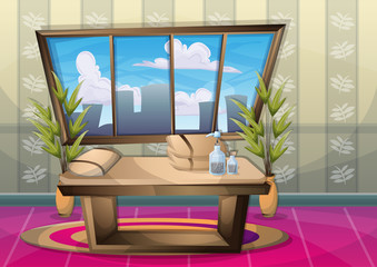 cartoon vector illustration interior spa room with separated layers in 2d graphic