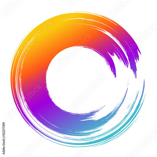 grunge hand drawn color paintbrush circle curved brush stroke