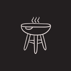 Kettle barbecue grill sketch icon.